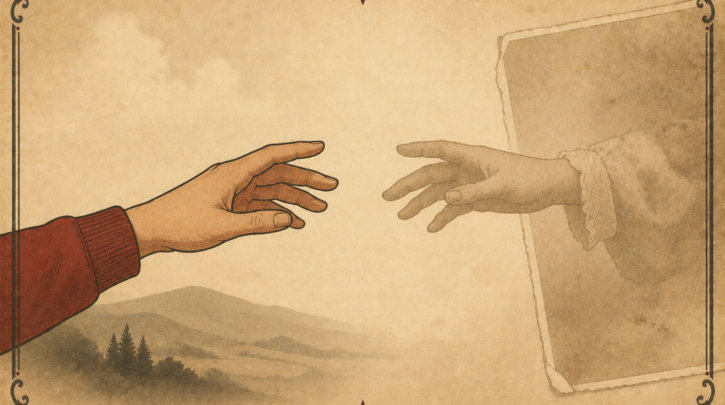 Illustration of hands reaching across generations to reclaim Hungarian heritage