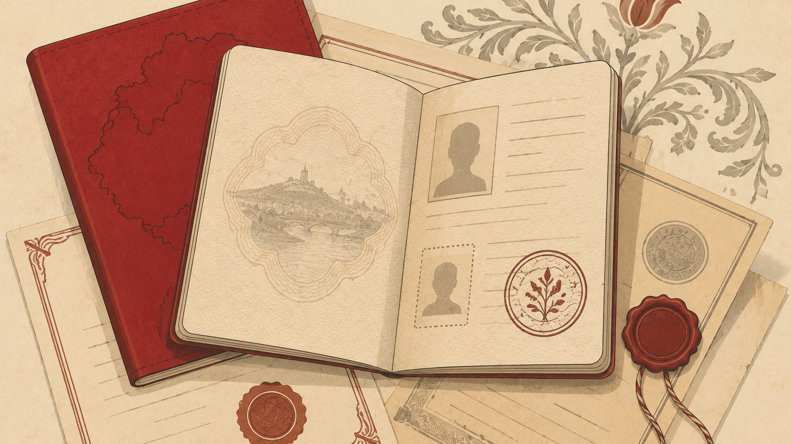 Illustration of a passport representing Hungarian citizenship by descent