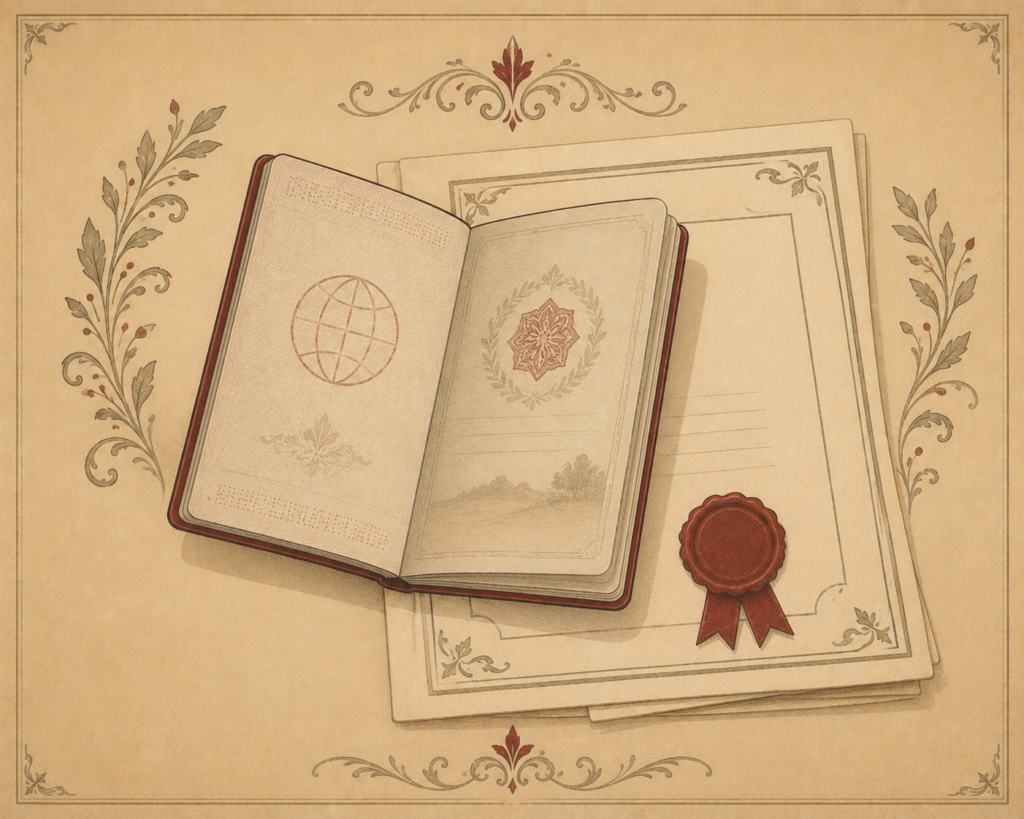 Illustration of a passport representing Hungarian citizenship by descent
